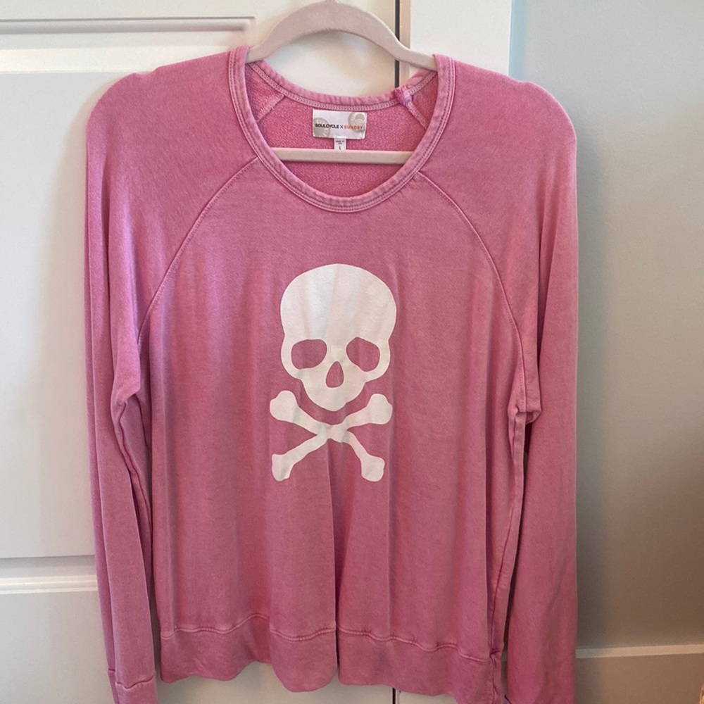 Pink with white skull sundry x soulcycle sweatshirt